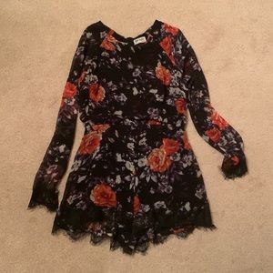Love Sadie Small Long Sleeve black and floral Romper
